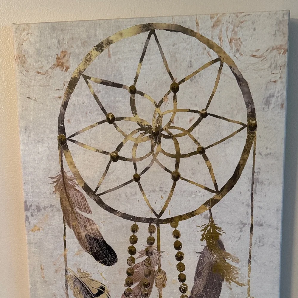 Elegant Gold and Brown Dreamcatcher Canvas Art